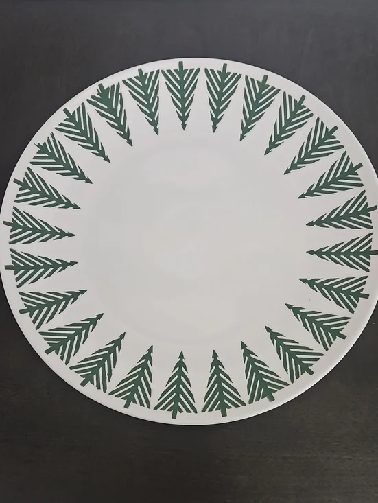 NWOT Crate & Barrel Green Tree Pattern Dinner Plate - Home Dining