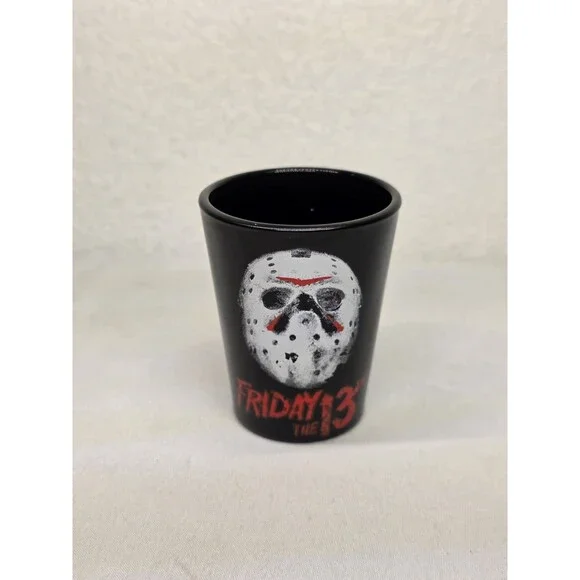 Friday the 13th Tequila Shot Glass Horror Collectible Used Balck & Red Spencer's