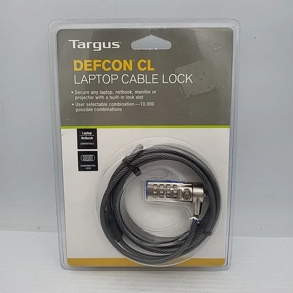 Targus Defcon CL Laptop Security Combo Combination Cable Lock PA410U New in Pkg