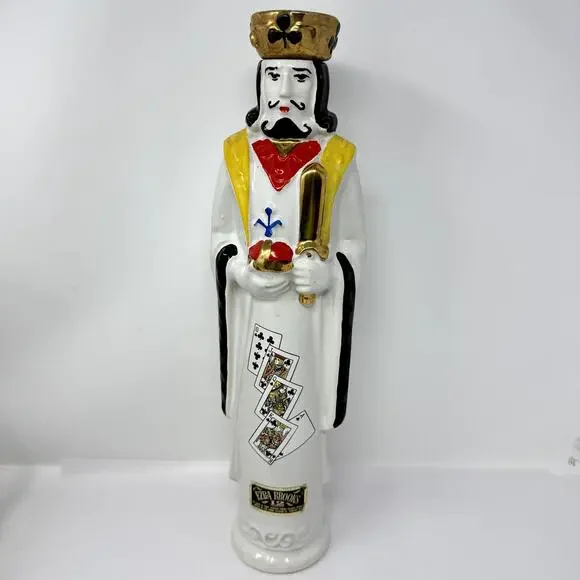 Vintage Ezra Brooks King of Clubs Decanter U.S. Navy Mess Poker Barware