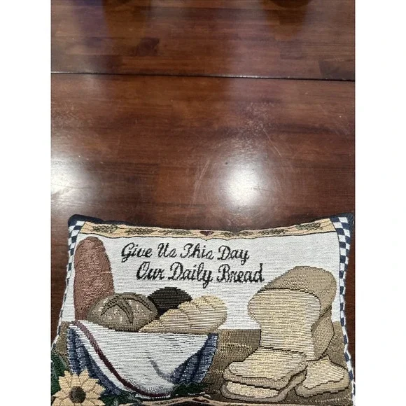 VTG Tapestry  Give Us The Day Our‎ Daily Bread 12x8