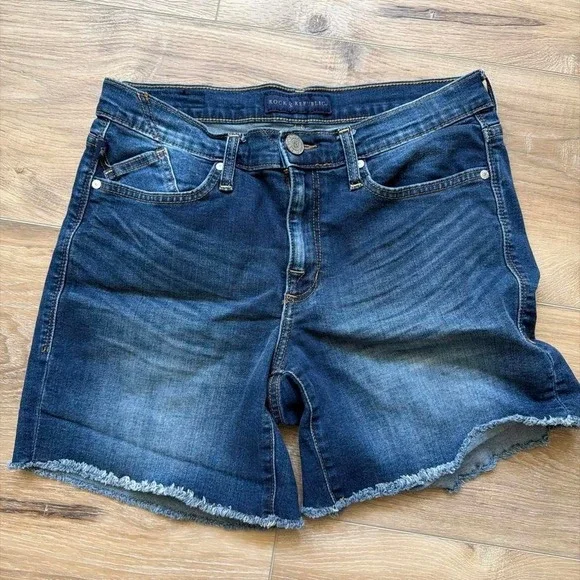 Rock & Republic Bumpershoot Dark Denim Jean Shorts Size 10 Mid Rise 6