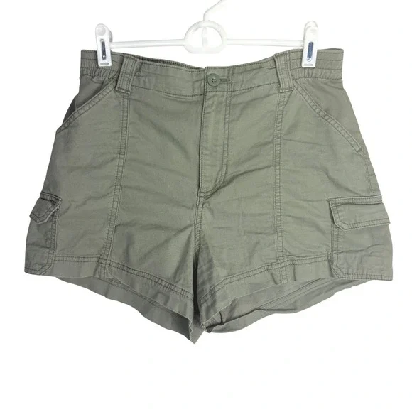 Hollister Ultra High-Rise Mom Shorts Olive Green Cargo Utility Womens Medium