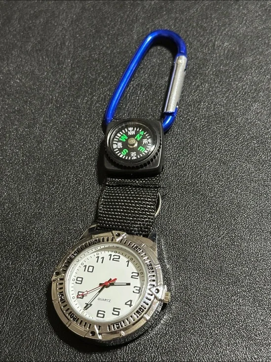 Dreams Unlimited Travel 40mm Silver Tone Clip On Pocket Watch With Compass