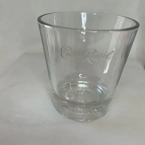 Crown Royal Rocks Glass 8 Oz Embossed Logo 3 1/4 In Round 3 1/2 In Tall Whiskey
