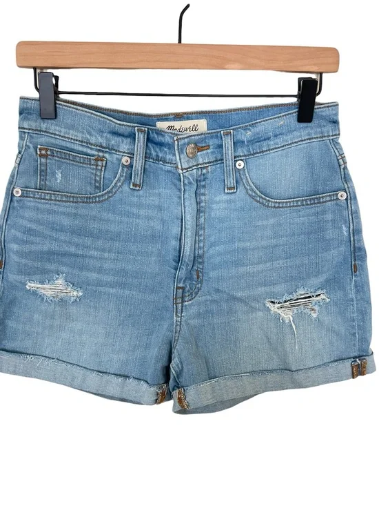 Madewell Light Wash Distressed High Rise Denim Shorts