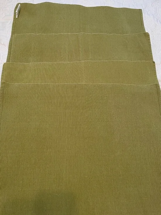 Crate & Barrel Placemats Tate aloe Green 14x19 - Set of 4 Cotton ***FADED***