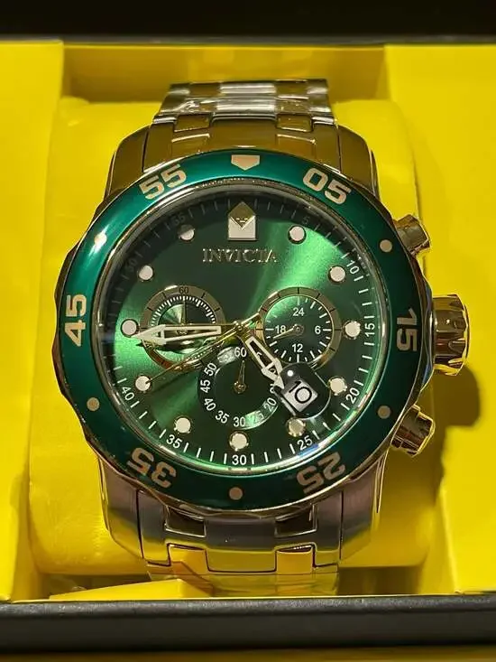 Invicta Pro Diver SCUBA Men’s Watch 48mm Steel Gold Green 40191