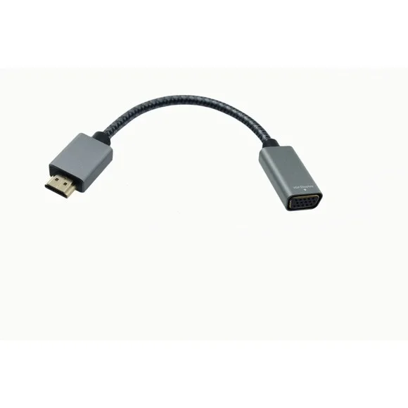 LANTIN HDMI to VGA Adapter Male to Female Braided Video Cable Converter Gray