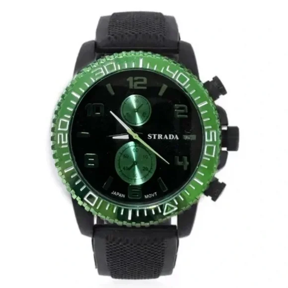 STRADA • Green Chronograph Dial Watch New Battery Ready To Wear