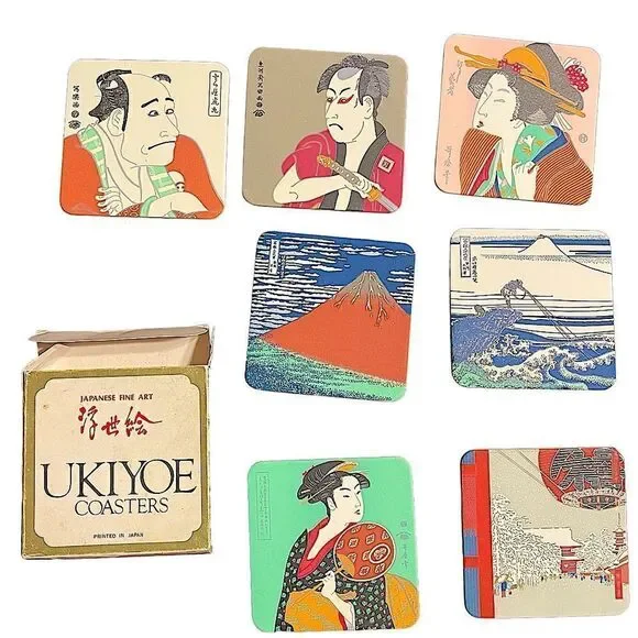 Ukiyoe Japanese Art cardboard coasters Vintage