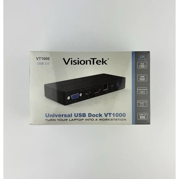 VisionTek VT1000 Dual Display USB 3.0 Docking Station NEW