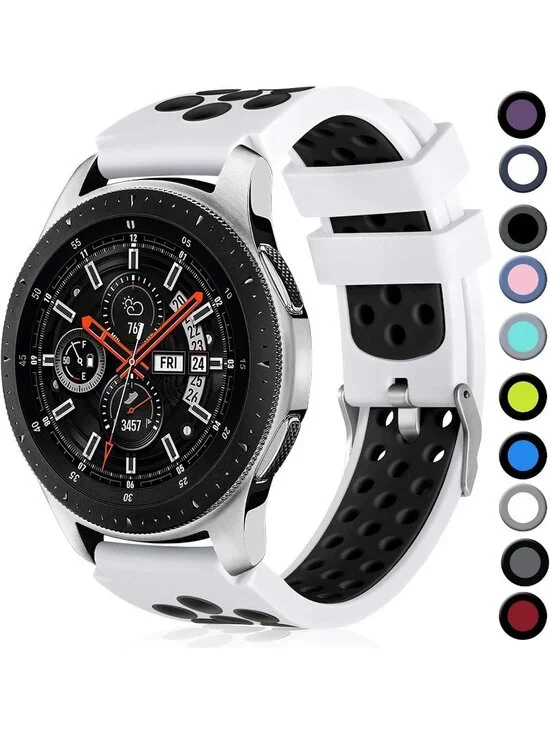 Unisex White Black Analog Compatible Frontier Soft Silicone Samsung Galaxy Watch
