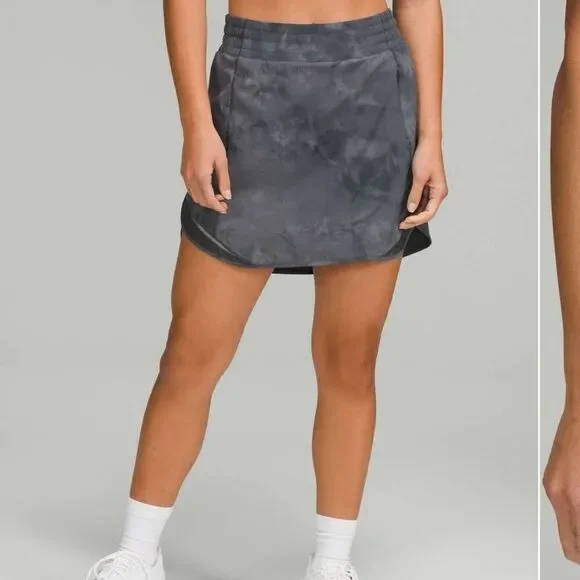 NWT LULULEMON Hotty Hot Skirt Skort Tie Dye DDPG Diamond Dye Pitch Grey 4 Long