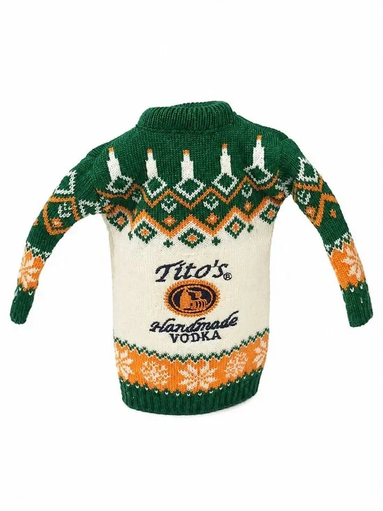 Tito's Green & Cream Knit Bottle Sweater