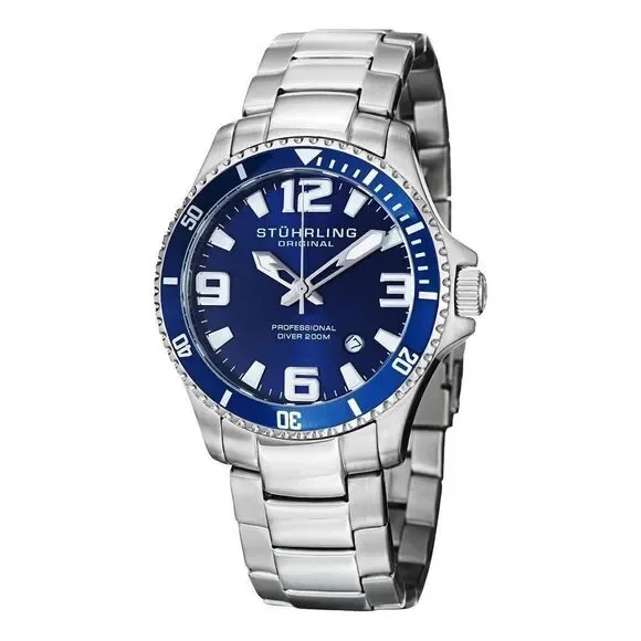 Stührling Regatta Champion Swiss Quartz Men’s Watch In Silver & Blue