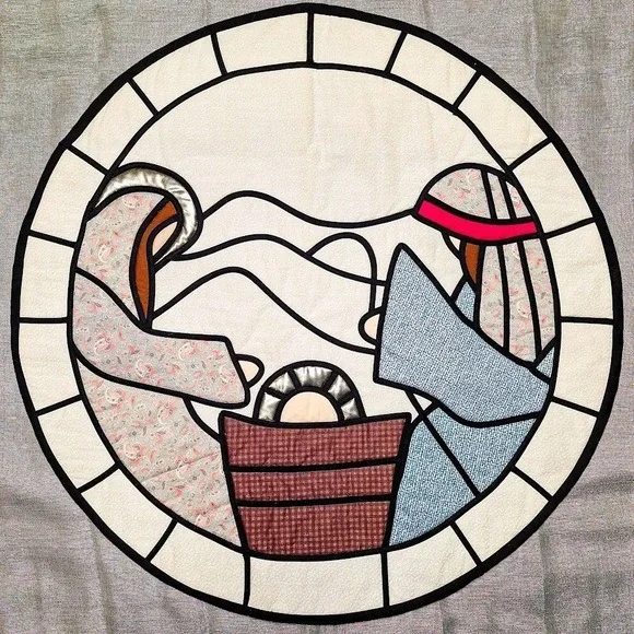 Handmade Art Quilt Wall Hanging Stained Glass Nativity 26