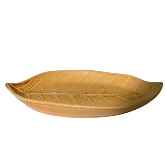 Crate & Barrel - Leaf Shape Ceramic Dish Plate Decor