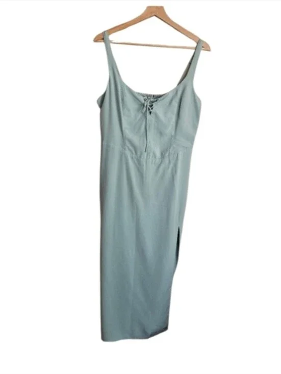 Ambercrombie & Fitch Maxi Dress Large Sage Green Minimalist Coastal Wedding
