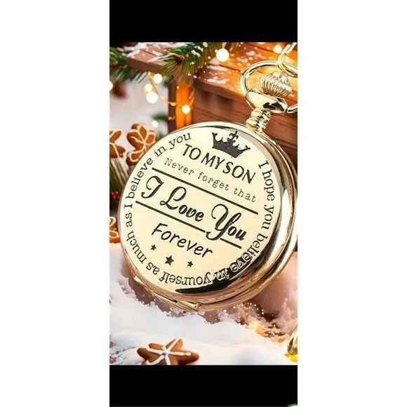 ✝️ Philippians 4:13 Pocket Watch Necklace – “I Can Do All Things” – Black Finish