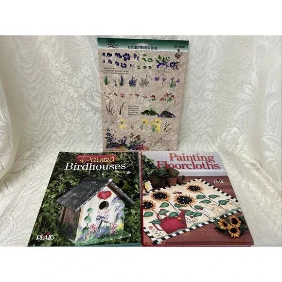 2 Painting Books By Plaid, Painted‎ Birdhouses, Floor cloths Instructions Guide