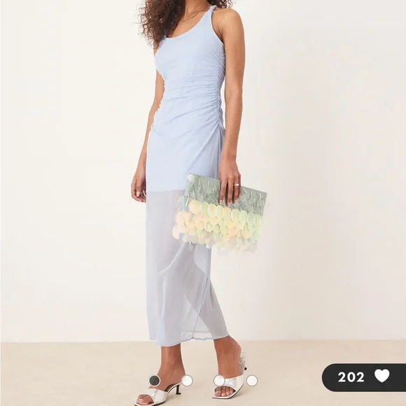 Abercrombie Mesh Racerback Maxi Dress-Light Blue-NWT
