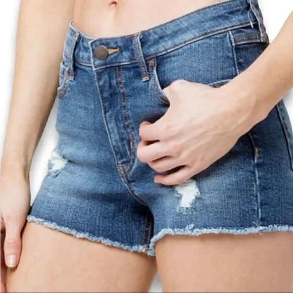 Tilly’s RSQ Venice Destroyed Mid Rise Denim Jean Shorts Sz 27
