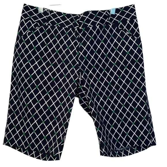 Peter Millar Women's Blue White Chino Walking Short Diamond Pattern Golf Size 6