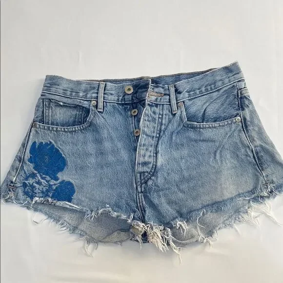 Levi's Blue Jean Shorts Distressed High-Waisted