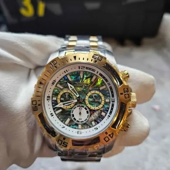 Invicta Pro Diver SCUBA Men's Watch w/ Abalone Dial - 51mm. Steel. Gold