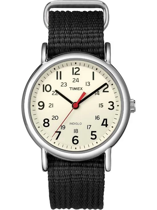 Unisex Black And White Analog Quartz Nylon Fabric Slip Adjustable Durable Watch