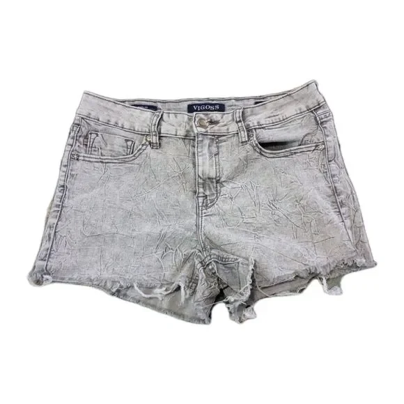 VIGOSS Womens Denim Shorts Acid Wash Distressed Marley Short Mid Rise Sz W28