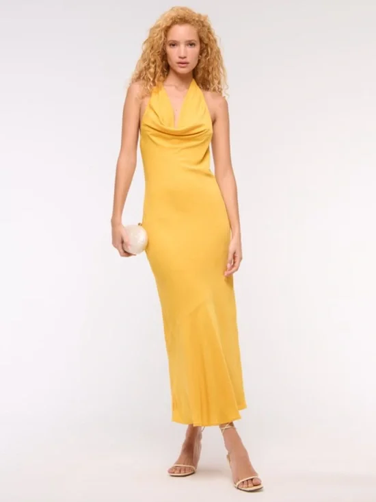 Abercrombie & fitch yellow halter maxi dress