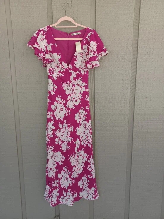 Abercrombie And Fitch Floral Maxi Dress Size XS Wedding Guest Flutter Sleeve