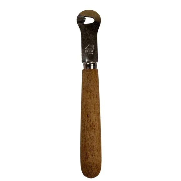 Vintage‎ HOAN Japan Bottle Opener Wood Handle Stainless Steel Bar Tool