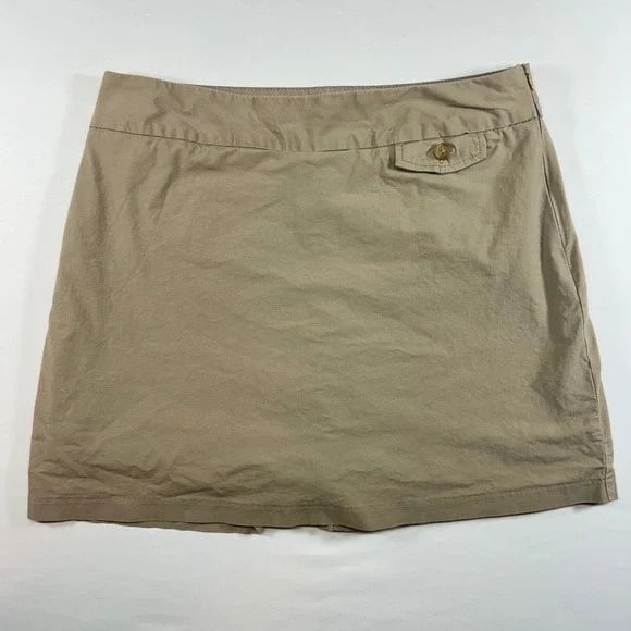 Dockers Womens Khaki Tan Mini Skort Side Zip Utility Pockets Size 6