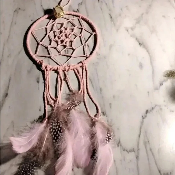 Lorena Espinoza Design handmade dream catcher with gemstone in pink