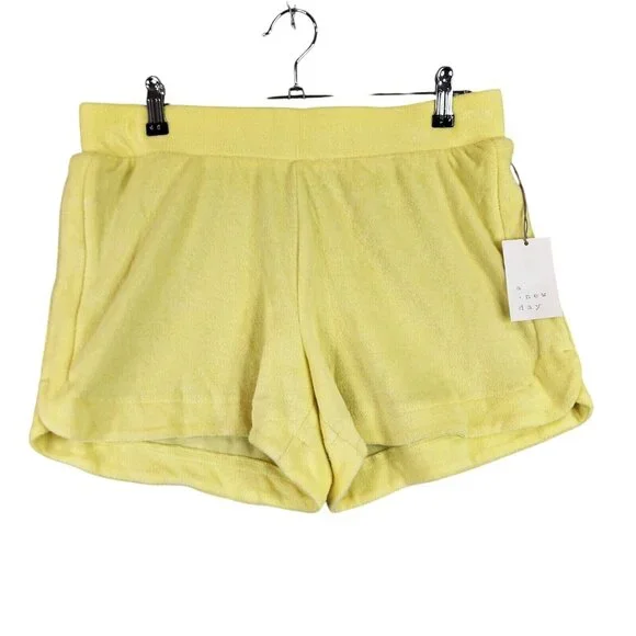 Womens A New Day Yellow French Terry Shorts Pull on Mid Rise 4