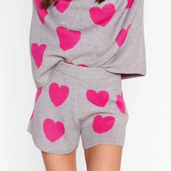 Nasty Gal Collection Looks Heart Lounge Shorts Knit Size Small