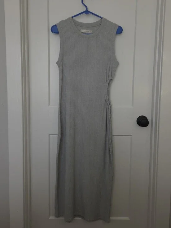 Abercrombie & Fitch Light Blue / Grey Sleeveless Ribbed Maxi Dress. Size M. #SW