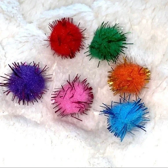 Lot of‎ 6 Tiny Cat Puffs Furry Cat Toys