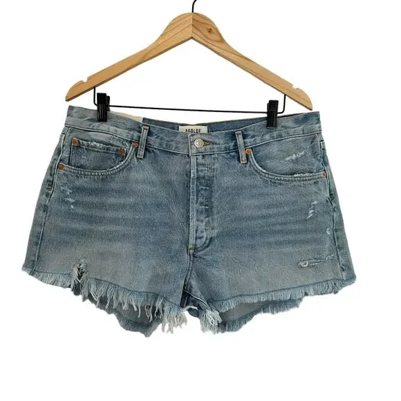 Agolde Parker Vintage Cut Off Shorts in Swapmeet Size 32‎ Distressed Button Fly