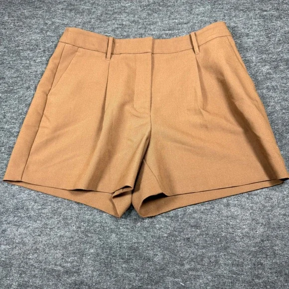 Nine West Women's Camel Tan Pleated Tailored Shorts Size‎ 10