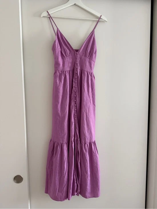 Abercrombie Lilac Button-Front Spaghetti Strap Maxi Dress