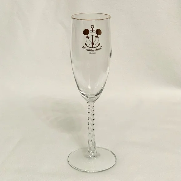 Disney Celebration ‘94 Cruise Gold Rim Memorobelia Champagne Glass