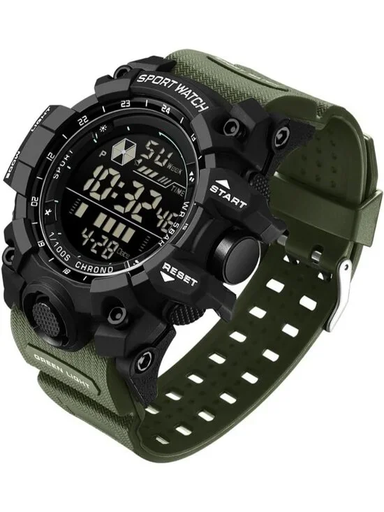 Men's Green Analog Quartz Electronic Military Multifunction LED Digital Watch