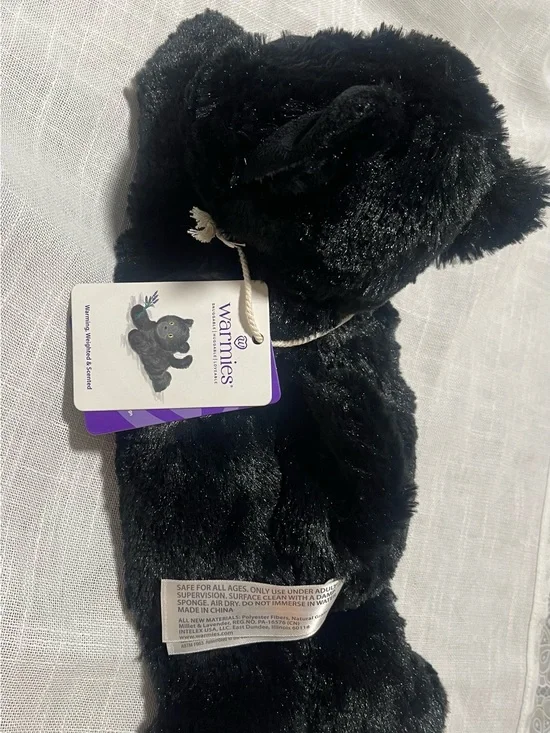 Warm Black Plush Cat Toy with Yellow Eyes