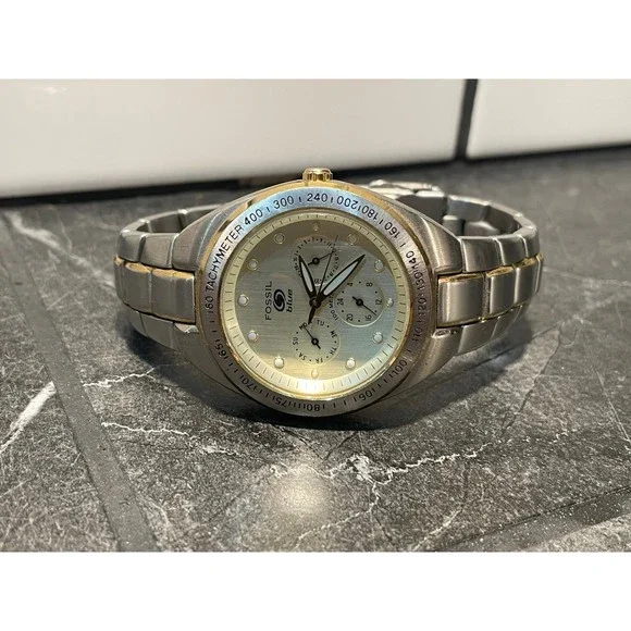 Fossil Silver and Gold Tone Surf Watch - New Battery