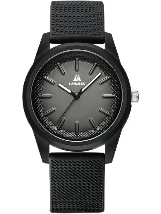 Men's All Black Classic Waterproof Rubber Buckle Analog Quartz Luxury Watch