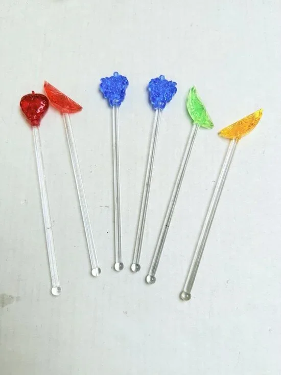 Spring Garden Party Plastic Swizzle Sticks Drink Stirs Cocktails Barware 6 Piece